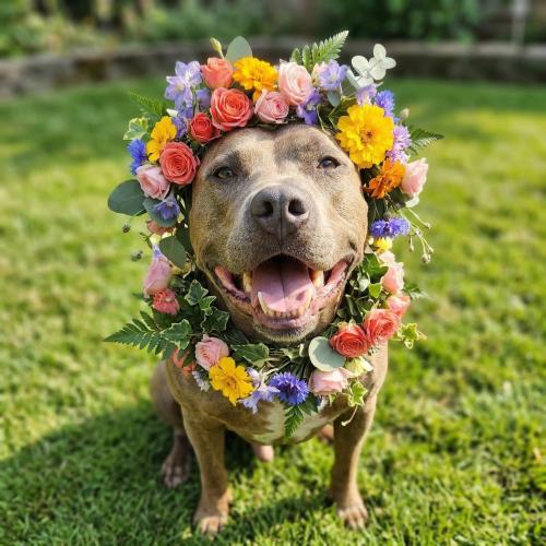 a flower wreath around dubs