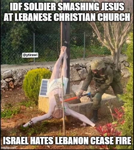 IDF Soldier Smashing Jesus Statue - Iran Ceasefire 2026