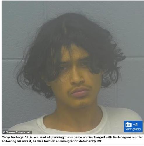 Yefry Archaga, 18, is accused of planning the scheme and is charged with first-degree murder. Following his arrest, he was held on an immigration detainer by ICE
+
5
View gallery
Yefry Archaga, 18, is charged with first-degree murder.