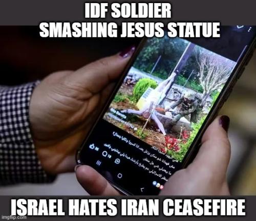 IDF Soldier Smashing Jesus Stature - Iran Ceasefire 2026
