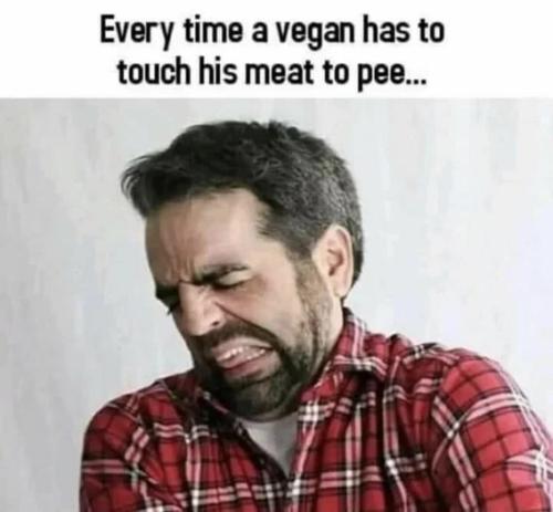vegan-has-touch-his-meat-to-pee