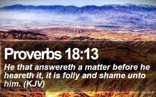 042126 - He that answers; Proverbs 18-13