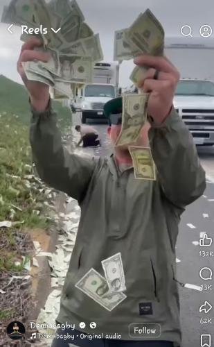 Armor Truck dropped wad of cash on freeway