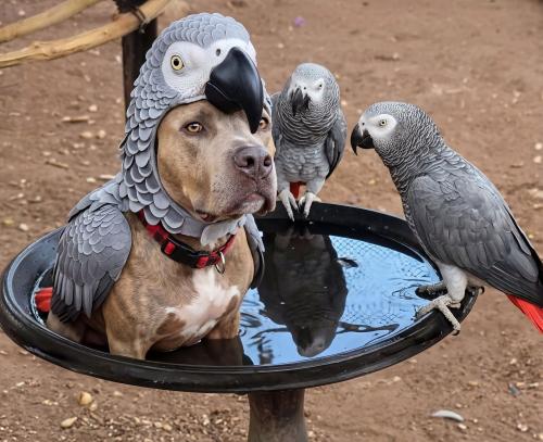 world parrot day with dubs in bird fountain