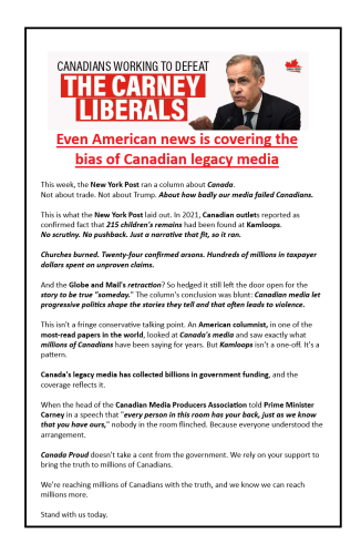 Even American news is covering the bias of Canadian legacy media