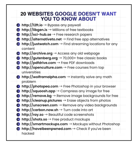 20 websiites