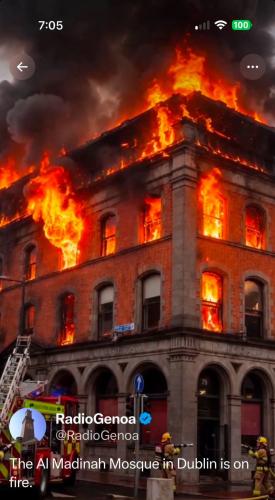 Mosque on fire in Dublin