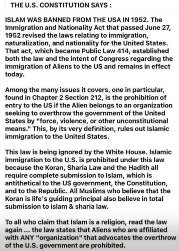 1952 islam banned