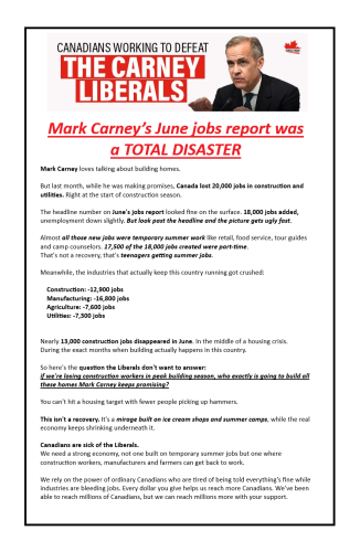 the carney liberals june job report