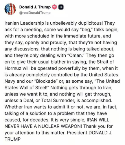 DJT Iran duplicitous