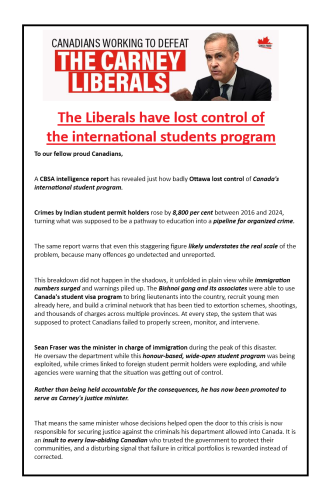 The Liberals have lost control of the international students program