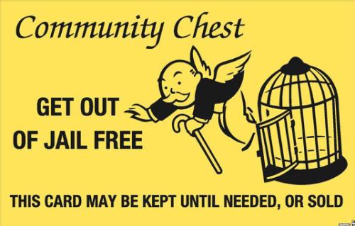 Community Chest get out of jail free card