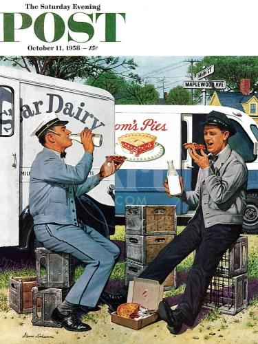 stevan-dohanos-milkman-meets-pieman-saturday-evening-post-cover-october-11-1958_u-l-q1hy7fx0