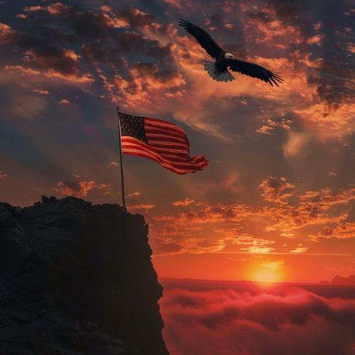 eagle-and-flag-stockcake