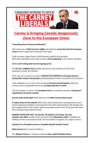 Carney is bringing Canada dangerously close to the European Union