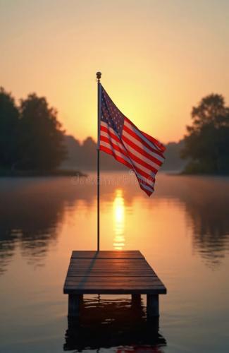 american-flag-waving-sunset-lake-background-usa-holiday-concept-th-july-patriotic-memorial-labour-day-celebration-democracy-367152810