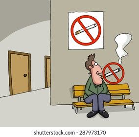 conceptual-cartoon-about-smoking-260nw-287973170