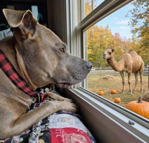 camel pic with dubs looking out window